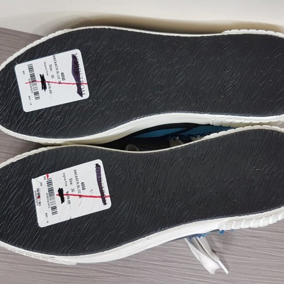 Julien David Platform Sneaker Blue & Teal Textile Womens Size 6 & 10 - Picture 6 of 6